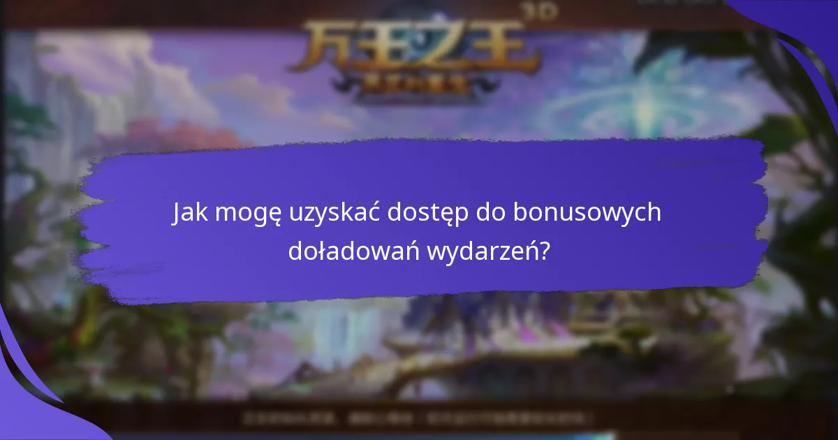 Kiedy są dostępne bonusowe doładowania wydarzeń?